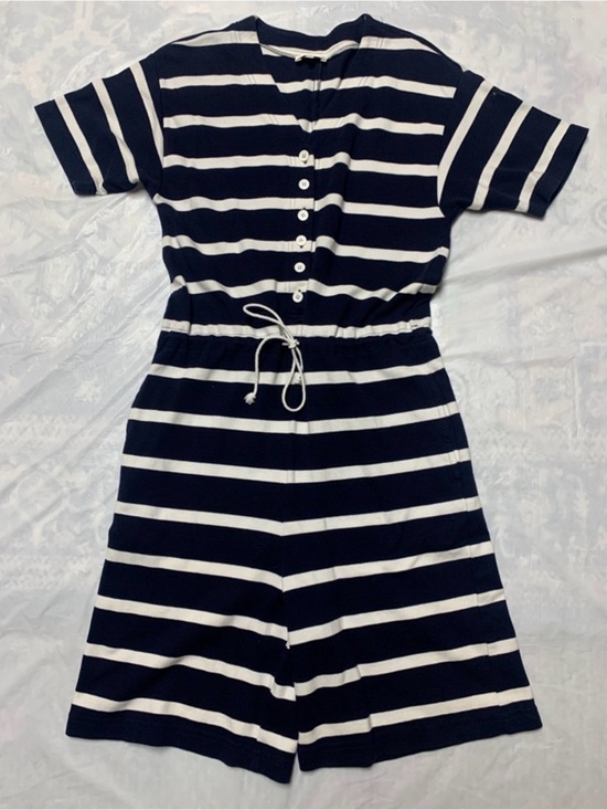 Talbots Pants - Talbots Vintage Navy Blue White Striped Nautical Preppy Romper (100% Cotton)